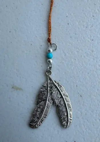 Vintage Native American Indigenous Inspired Navajo Double Feathers Pendent Silver