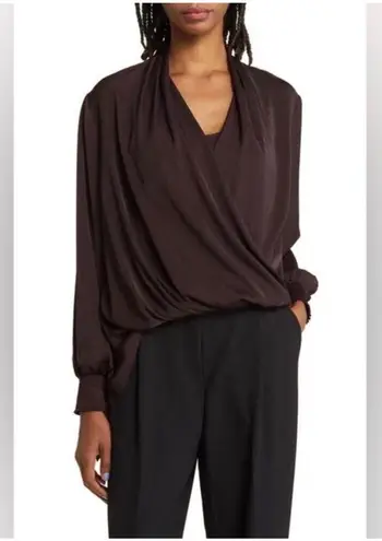 ALL SAINTS Abi Long Sleeve Draped Wrap Over Top (new Size 6