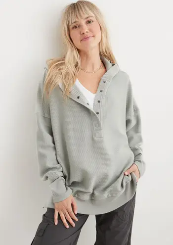 Aerie Textured Henley Hoodie