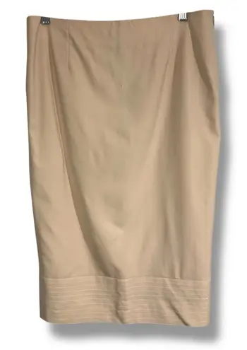John Galliano Nude Beige Wool Silk Formal Skirt Tan Size 6