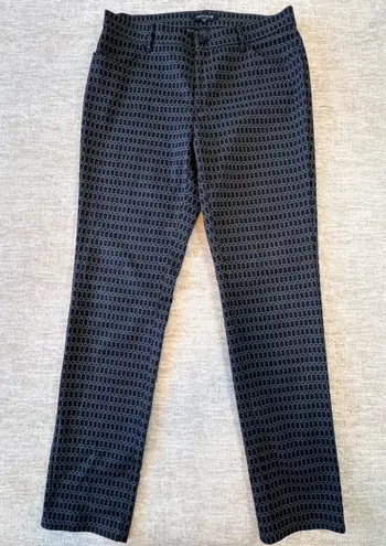 Lafayette 148 New York Geo Print Pants Stanton Career Business Women 10 Black