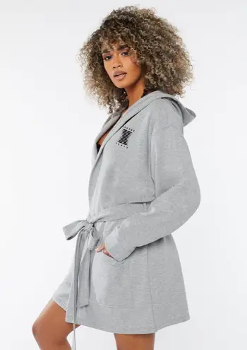 NWT Savage X Fenty Forever Savage Showgirl Short Robe Platinum Gray