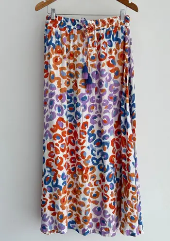 Farm Rio x Anthropologie Skirt Medium Vibrance Leopard Print Flowy Boho Picnic