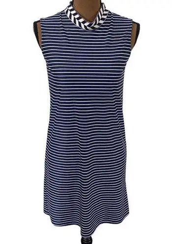 Jude Connally Chelsea striped shift dress with contrast Mockneck collar size XS