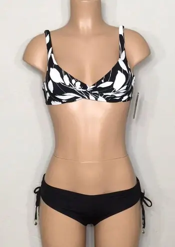 Anne cole  black & white floral bikini set. NWT