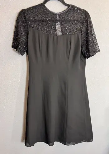 Laurence Kazar Womens vintage short sleeve beaded Formal dress, Size Medium