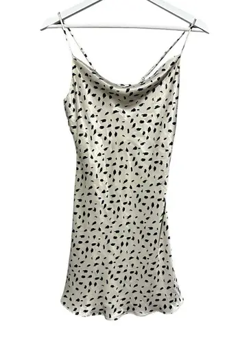 Lola Grace Cowl Neck Cream Black Ultra Mini Slip Dress Small