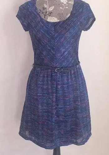 Lila Rose Lily Rose cap sleeve blue belted dress Size Small, NWT