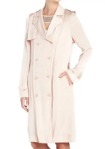 BCBGMAXAZRIA  Satin Pink Button Down Trench Coat Duster Dress