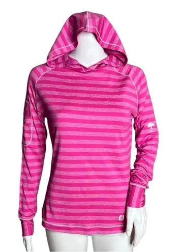 FootJoy Womens XS Rose Pink Tonal Melange Stripe Pullover Hoodie Jersey Golf