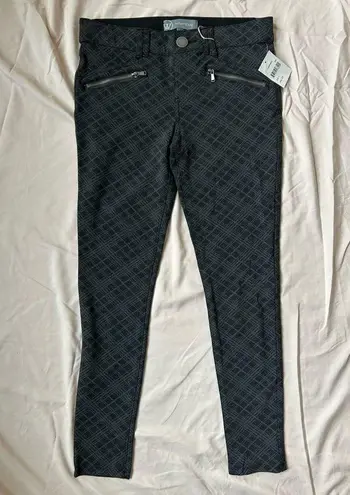 NWT Wit & Wisdom Ponte Zip Pocket Grey Plaid Skinny Ankle Pants Size 4