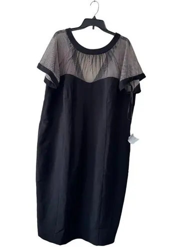 Maggy London Illusion yoke crepe cocktail dress Size 14 With Sheer Sleeves 24W