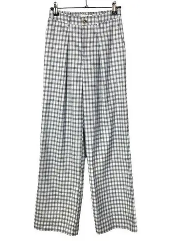 Hollister  Ultra High Rise Light Blue Plaid Flare Leg Trouser Pants XS