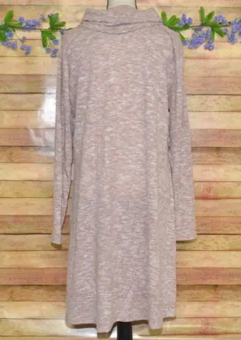 Knox Rose Ladies Pink Pullover Sweater Shift Dress Size L Cowl Neck Knee Length