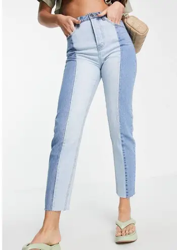 Stradivarius ASOS  STR Two Tone High Rise Straight Leg Tapered Jeans Size 2