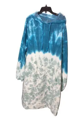 Lane Bryant NWT Livi Active  Hoodie Dress 18/20 Blue Tie Dye Pullover Sweatshirt