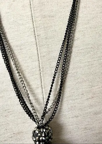BlackĀ silver chain long necklace with rhinestoneāballs