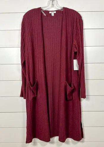 Nine West  Women’s Burgundy Rib Knit Duster Cardigan Sweater, NWT, Small MSRP $40