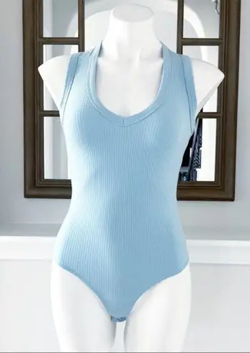 Drew Anthropologie’s Thong Bodysuit Ribbed V-Neck Top Size S NWT $136.00