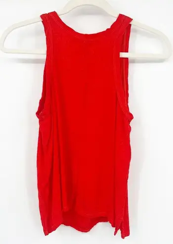 Nation Ltd Womens Minimalist Scoop Neck Leopard Animal Print Tank Top Size S Red