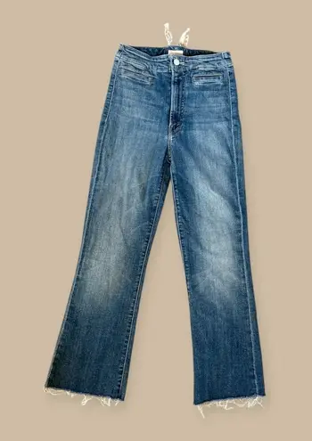 MOTHER laced hustler women’s Blue Ankle Cropped Jeans w Distressed Details sz 24