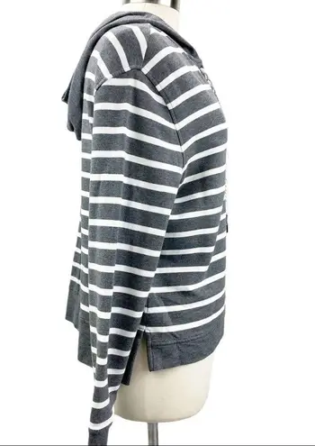 CAbi  Womens M Winward Striped Rope Tie Hoodie Sweatshirt Striped Gray Nautical