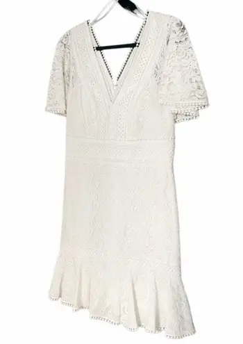 Eliza J NWT Fit & Flare Ivory White Lace Flutter Sleeve Short Dress Size 14 NEW