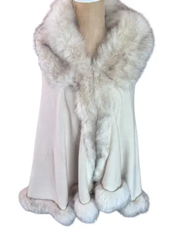 BEIGE Faux FUR CAPE SHAWL WRAP WOMEN Tan