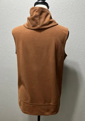 Jaclyn Smith Tan Brown Suede Sleeveless Cowl Neck Top Size Medium