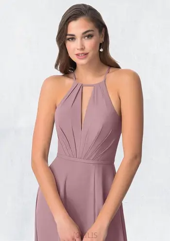 Azazie A-Line Pleated Chiffon Floor-Length Dress Size A2