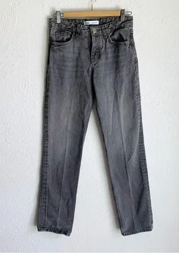 ZARA  Straight Leg Mid Rise Cotton Jeans Anthracite Gray Sz 2