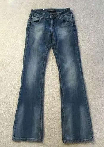 Cello  JEANS DISTRESSED BLUE BOOT CUT JEANS SIZE 1