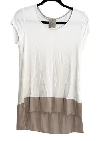 Dolan Left Coast Tunic Top Color Block Hem Short Sleeve Casual White Beige M Size M