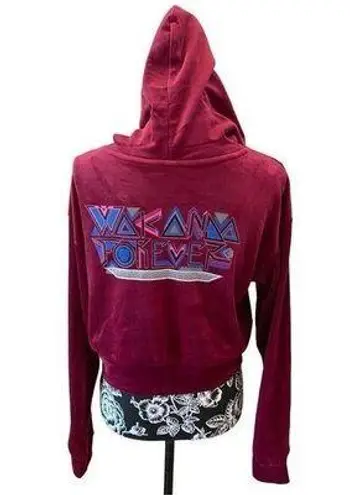 Marvel Black Panther Wakanda Forever Velour Full Zip Hoodie Sweatshirt Soft