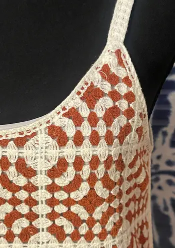 Willow & Wind EUC Cream And Brown Crochet Sleeveless Tank Dress