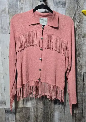 Double D Ranch Coral Fringe Linen Jacket Cowboy Western Luxury Pink