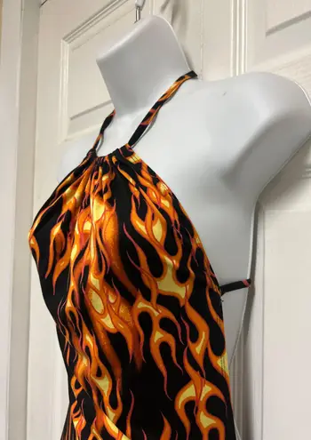 Bear Dance Fire Print With Open Back Mini Dress
