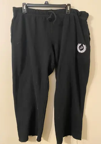PINK - Victoria's Secret VS  Black White Logo Drawstring Sweatpants Size XL