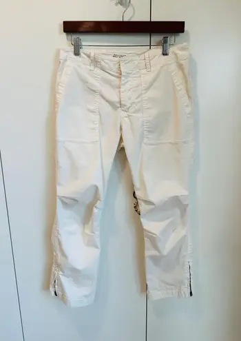 Y2K Cargo Capri Pants in Cream Size 4 Military Style Cropped Designer Nila Lotan White