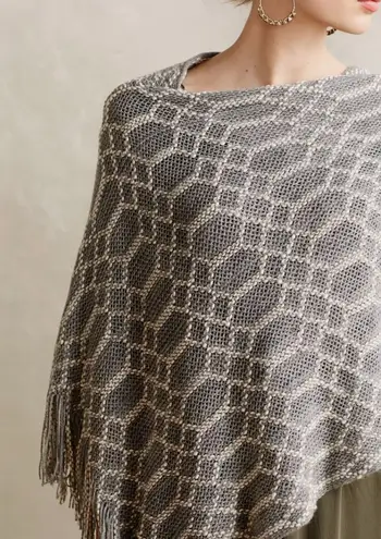 Renee Anthropologie Grey Chainlink Fringed Poncho  - Image 2