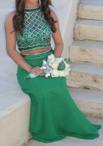 Blush Prom Green Two Piece Gown