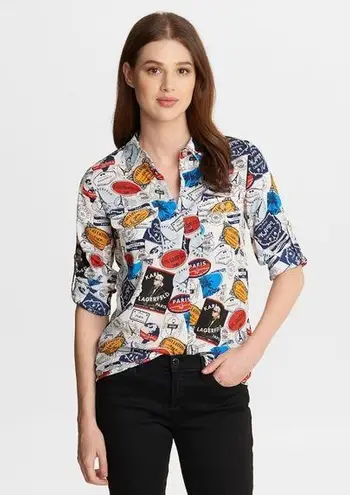 Karl Lagerfeld  Women's Button-down Paris Print Shirt. Size: L