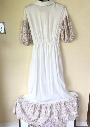 Solitaire *NWT*  Linen Blend Eyelet Puff Sleeves Maxi Dress  S - Image 14