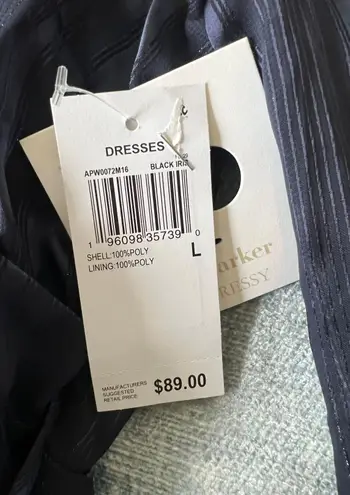 Adyson Parker Black Iris Indigo Stripe Long Sleeve Asymmetrical Hem Large