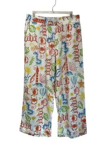 Panama Jack Linen Blend Pants Size L White Beach Lounge Coastal Resort