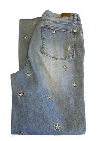 Judy Blue jeans skinny fit embroidered stars distressed hem @ankle Size 29