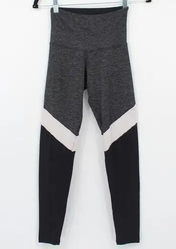 Strut this One Size Color Block Yoga Leggings Black Heather Gray Lycra