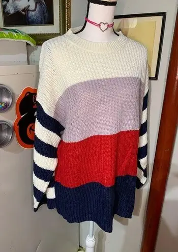 Evelyn Taylor Color Block Sweater Size L
