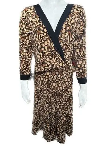 Donna Morgan Women's Floral Tulip Earthy Faux Wrap Sheath Dress 3/4 Sleeve 12