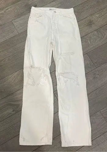 ZARA  Full Length High Rise Ripped Jeans